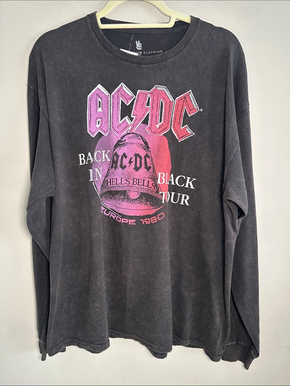 Junk Food New AC/DC Black Long Sleeve Tee with Pink Graphic